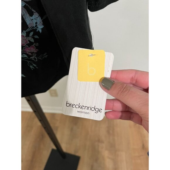 NWT Breckenridge Womens 3/4 Sleeve Floral Print Tee 3X Black Cotton/Polyester - Picture 5 of 7